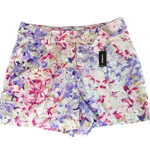 Express Floral Women's Shorts - Pink and Purple NWT 14